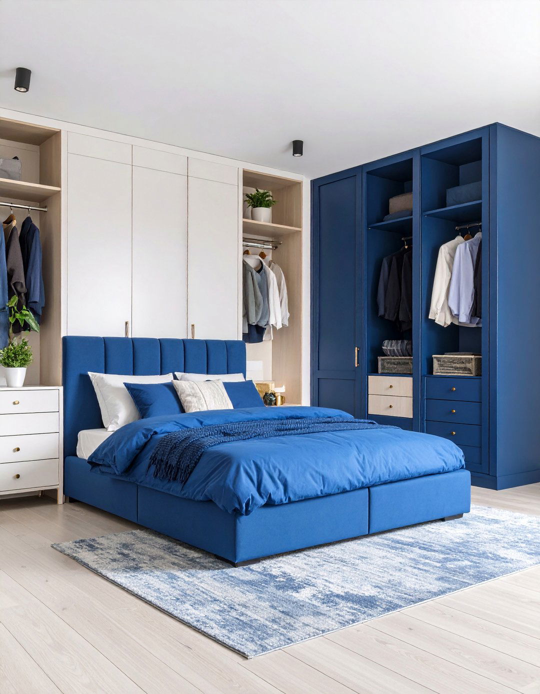 Lavender Painted Built in Closet with Navy Blue Bedroom Furniture - 25 Blue and Purple Bedroom Ideas
