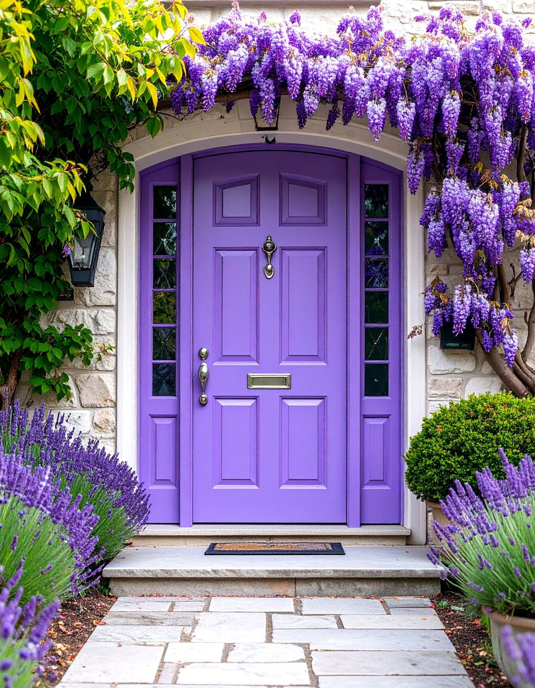 Lavender Purple Door with Silver Accents - 25 Door Painting Ideas