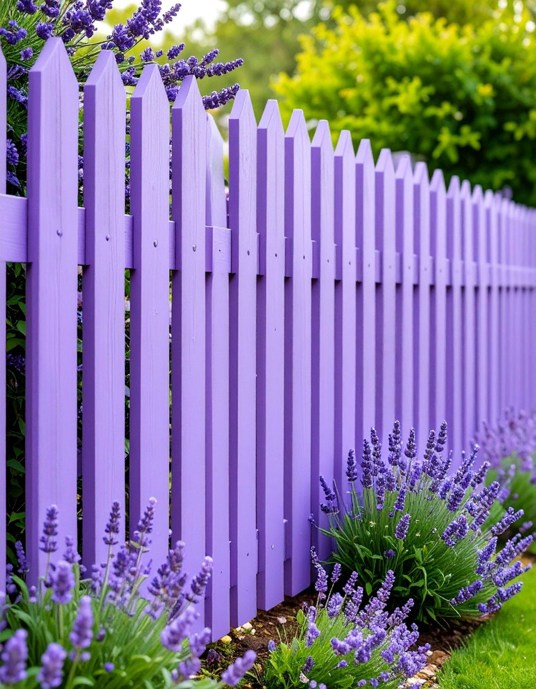 Lavender Purple Fence with Soft Romantic Touch - 25 Garden Fence Colour Ideas