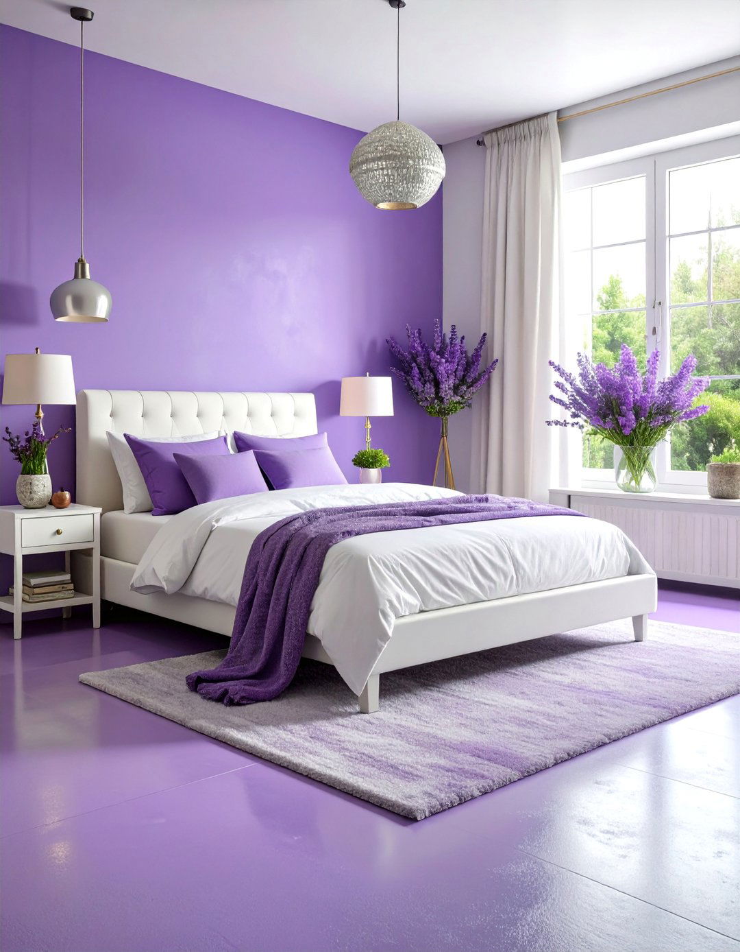 Lavender Purple Serene Concrete Floor - 25 Indoor Concrete Floor Paint Ideas