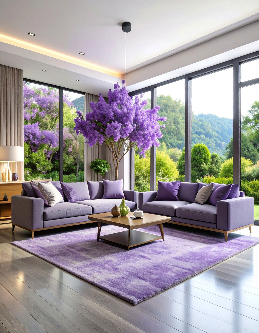 Lavender and Gray Modern Living Room - 25 Pastel Room Ideas