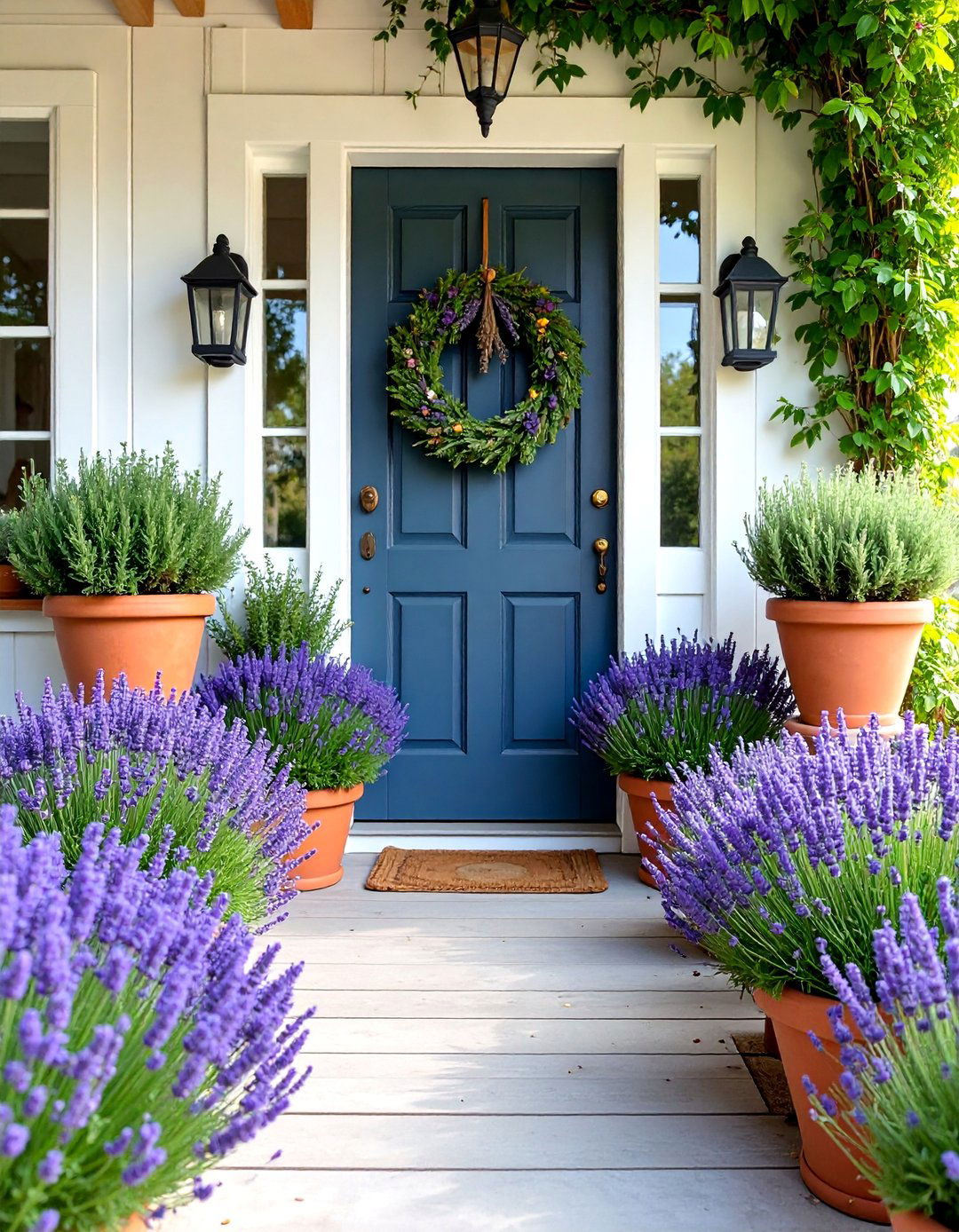 Lavender and Herb Garden Sanctuary - 25 Summer Front Door Decor Ideas