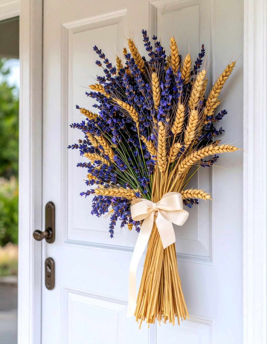 Lavender and Wheat Bundle Swag - 25 Spring Front Door Decor Ideas