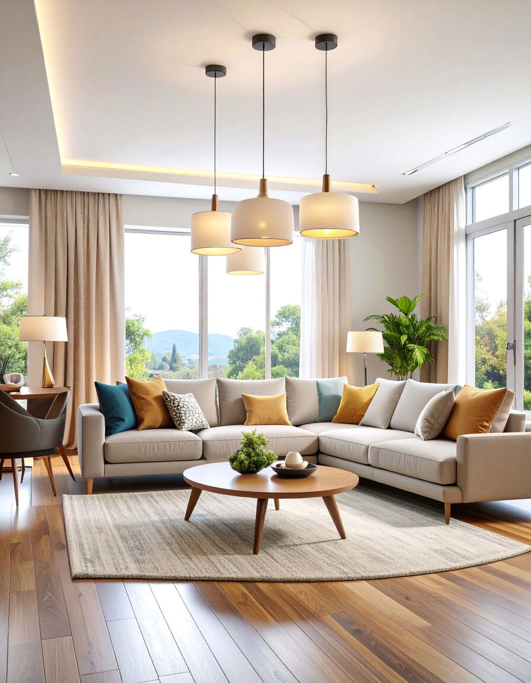 Layered Ambient Flush Mount Collection - 25 Living Room Ceiling Lighting Ideas