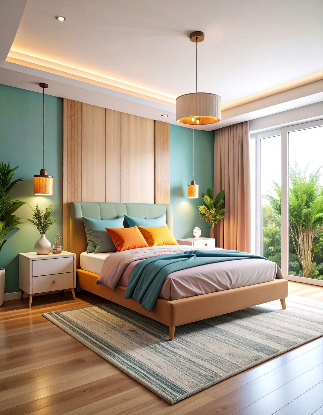 Layered Ambient Lighting Scheme - 25 Small Bedroom Lighting Ideas