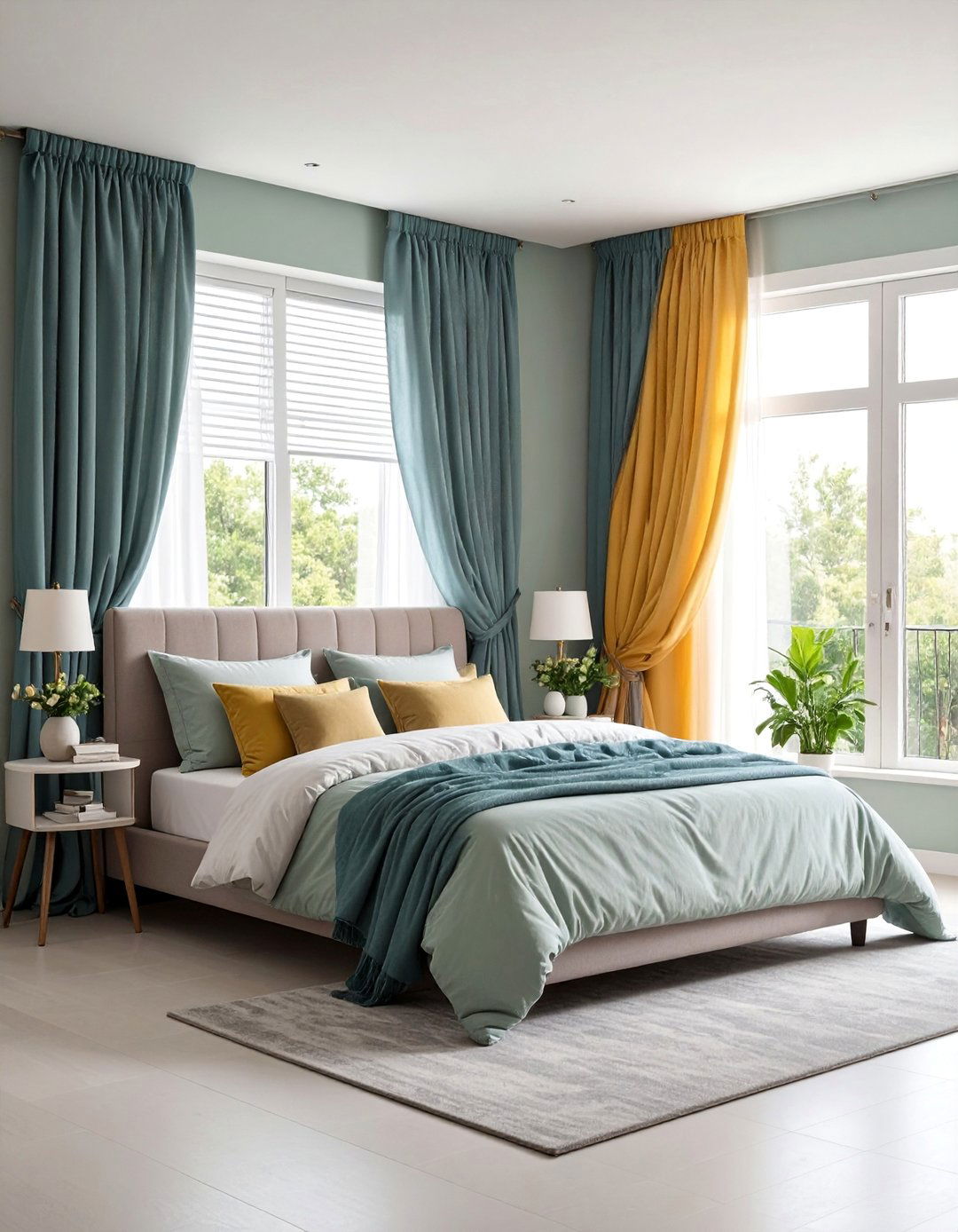 Layered Curtain and Blind Combination - 25 Bedroom Window Ideas