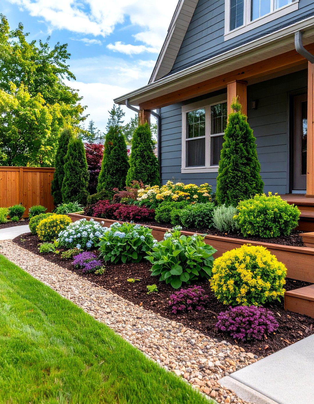 Layered Foundation Landscaping Design - 25 Curb Appeal Ideas