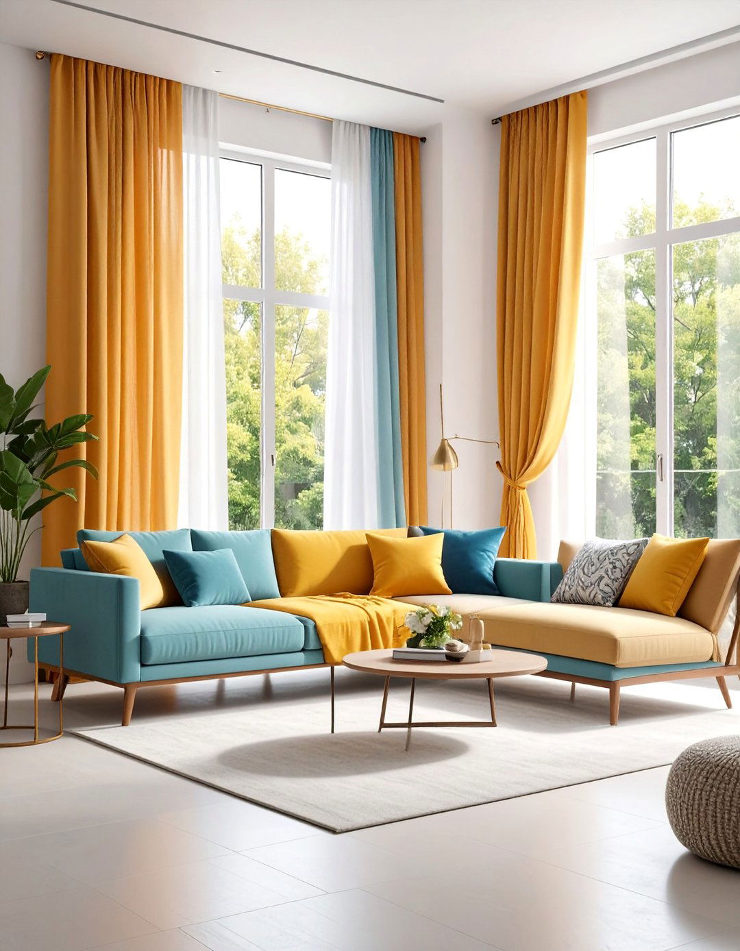 Layered Living Room Curtains with Sheer and Opaque Combinations - 25 Living Room Curtain Ideas