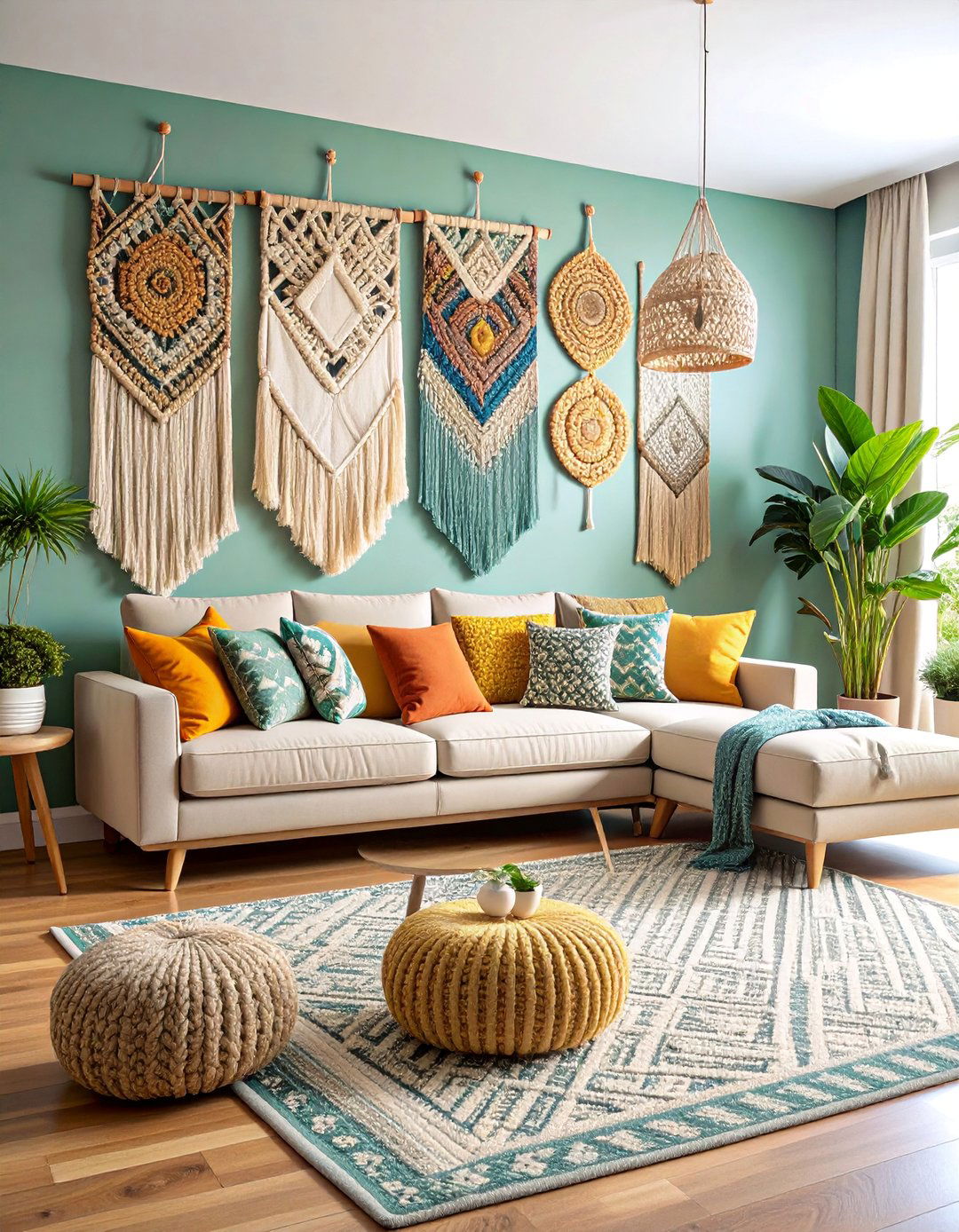 Layered Macrame Wall Gallery - 25 Boho Wall Decor Ideas