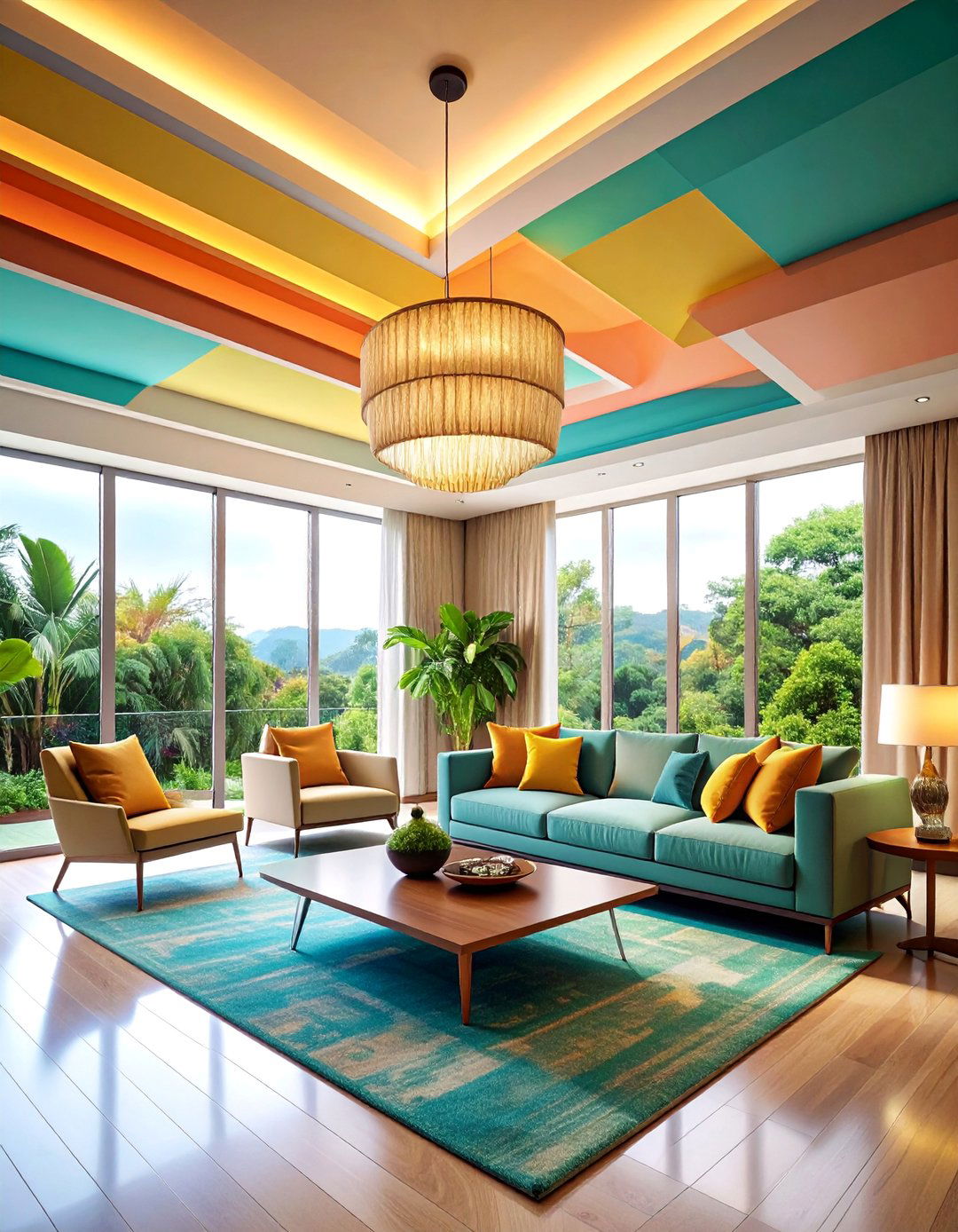 Layered POP False Ceiling with Indirect Uplighting - 25 Living Room False Ceiling Design Ideas