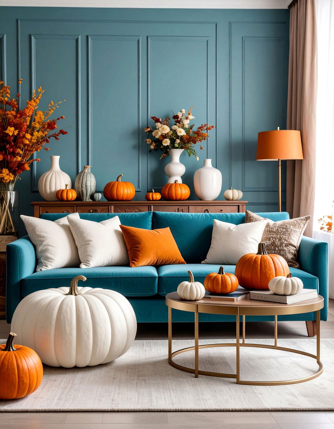 Layered Pumpkin and Gourd Vignettes - 25 Thanksgiving Decor Ideas