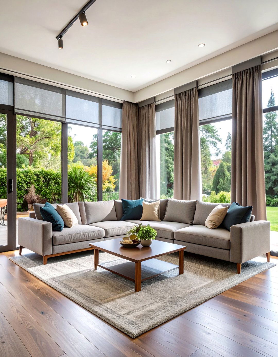 Layered Sheer and Blackout Sliding Panels - 25 Sliding Door Curtain Ideas