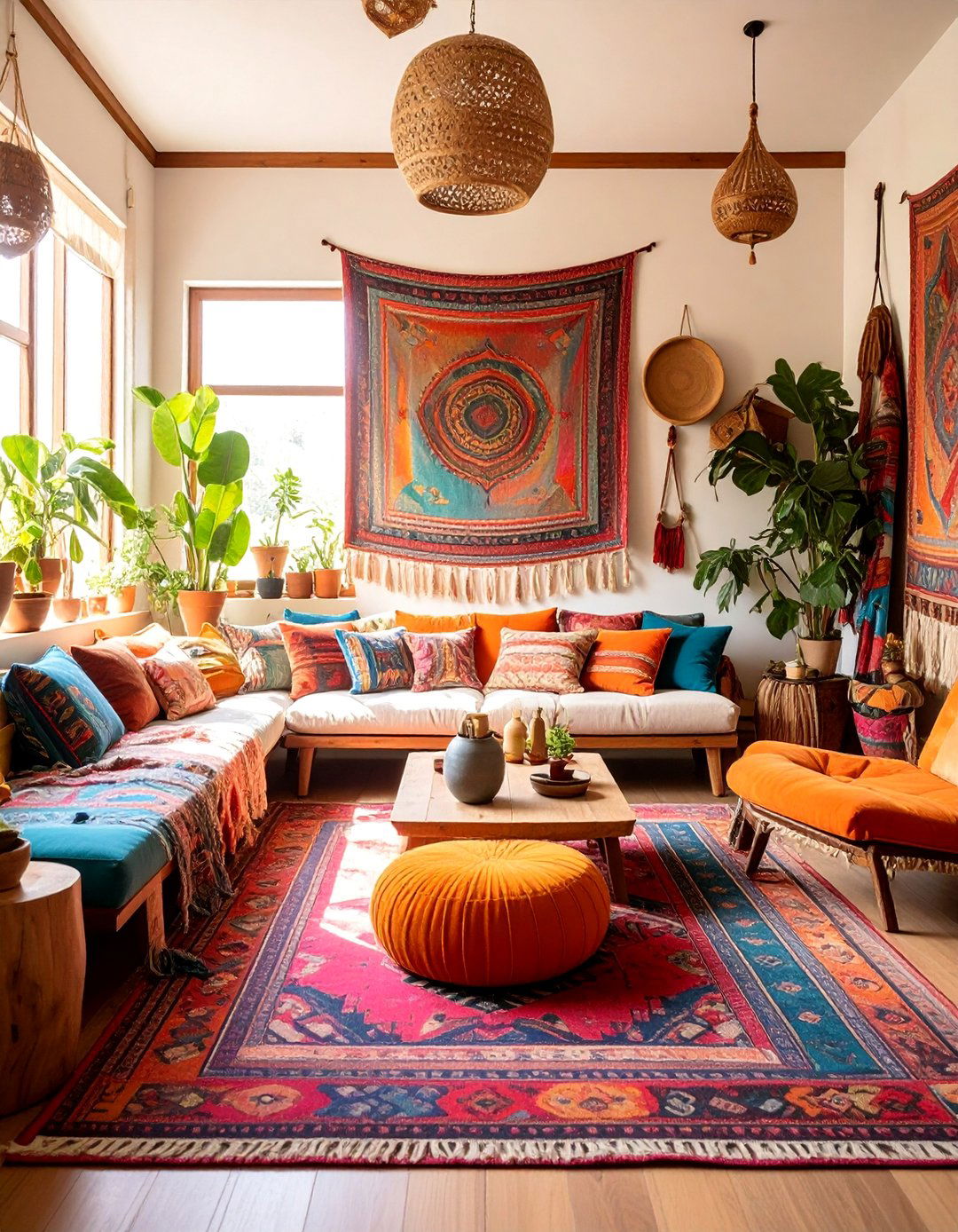 Layered Textiles Bohemian with Global Influences - 25 Therapist Office Decor Ideas