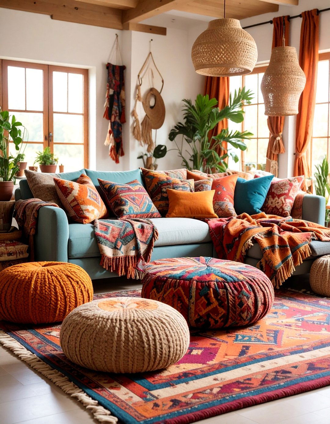 Layered Textiles and Throw Pillows - 25 Farmhouse Decor Ideas