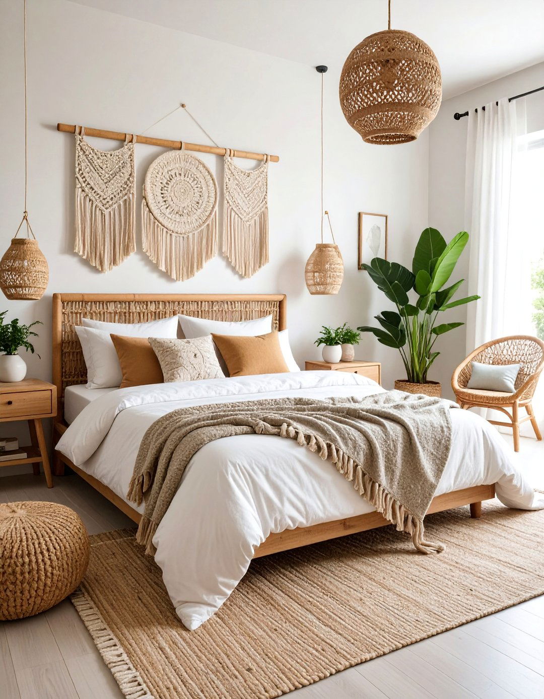 Layered Texture Bedroom with Natural Fibers - 25 Eclectic Interior Design Ideas