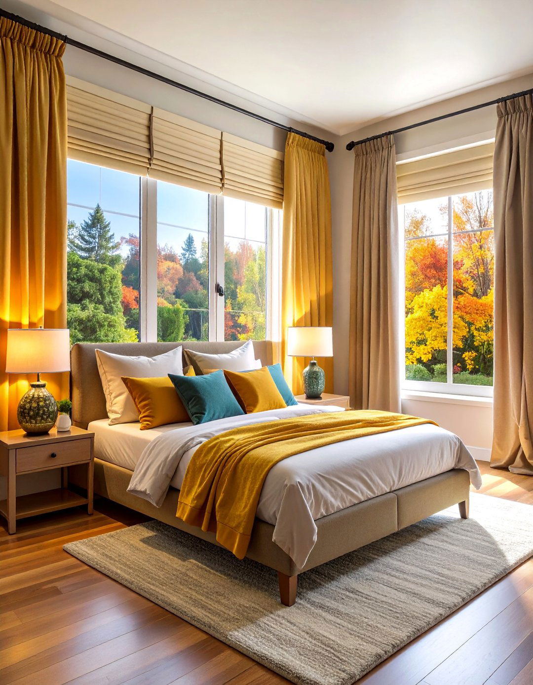 Layered Window Treatments - 25 Cozy Bedroom Ideas
