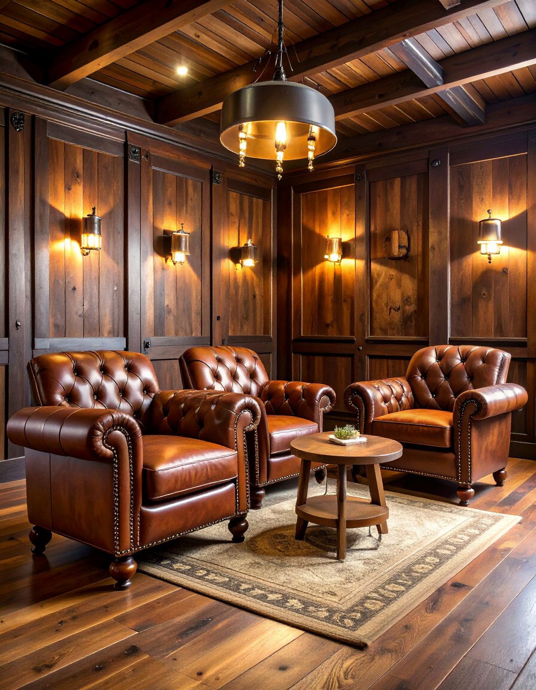 Leather and Wood Masculine Den - 25 Rustic Decor Ideas