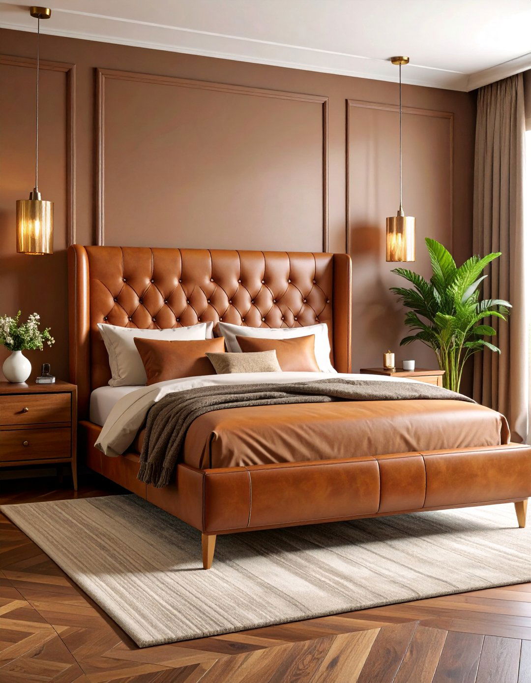 Leather and Wood Masculine Retreat - 25 Men's Bedroom Ideas