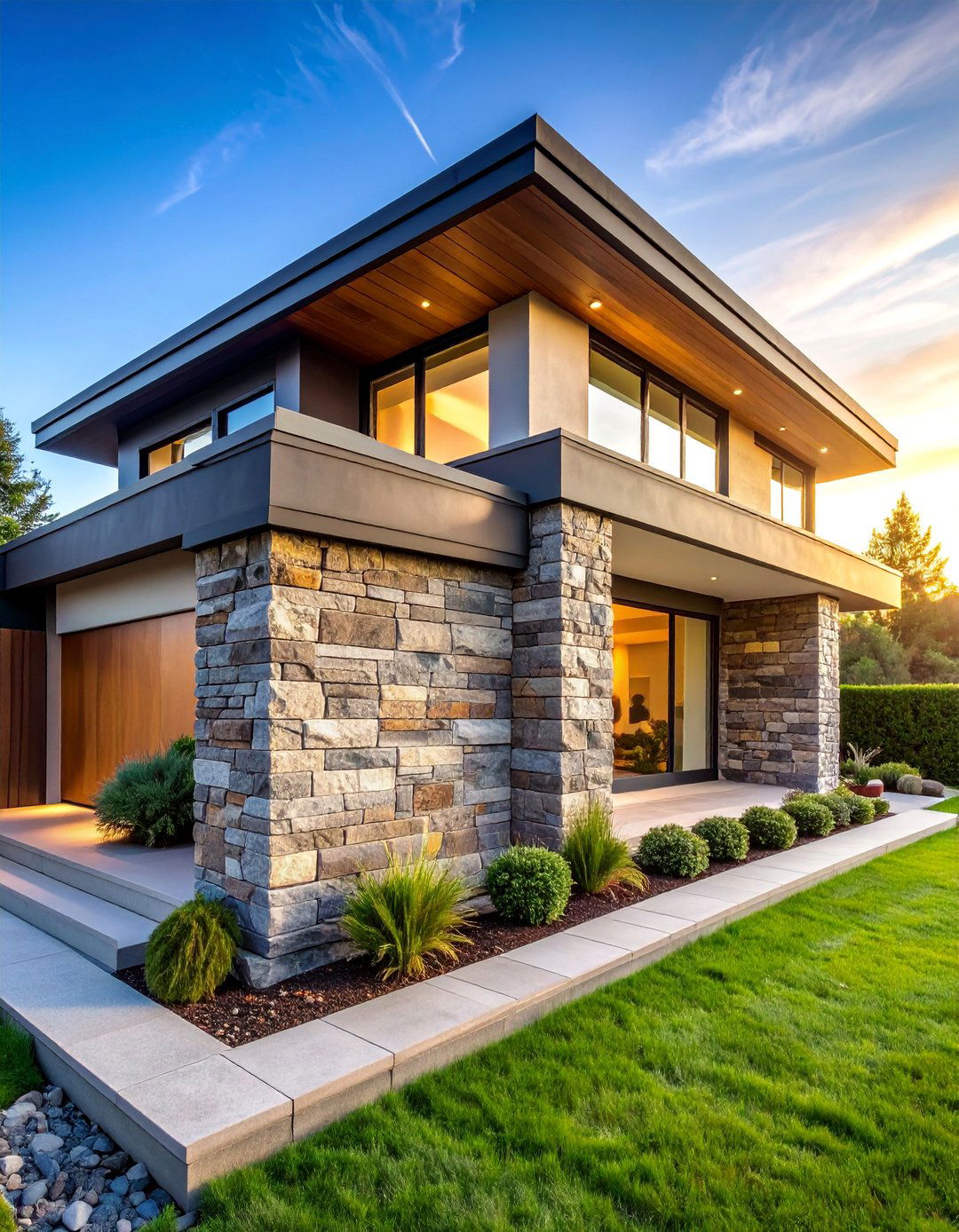 Ledgestone Stacked Contemporary Walls - 25 Types of Exterior House Stone