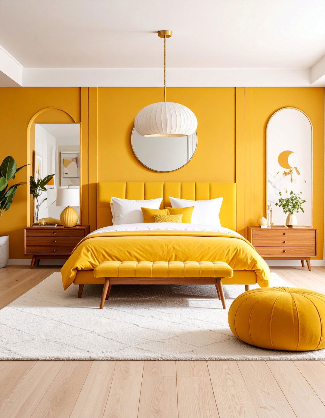 Lemon Drop Yellow Mid Century Bedroom - 25 Yellow Bedroom Ideas