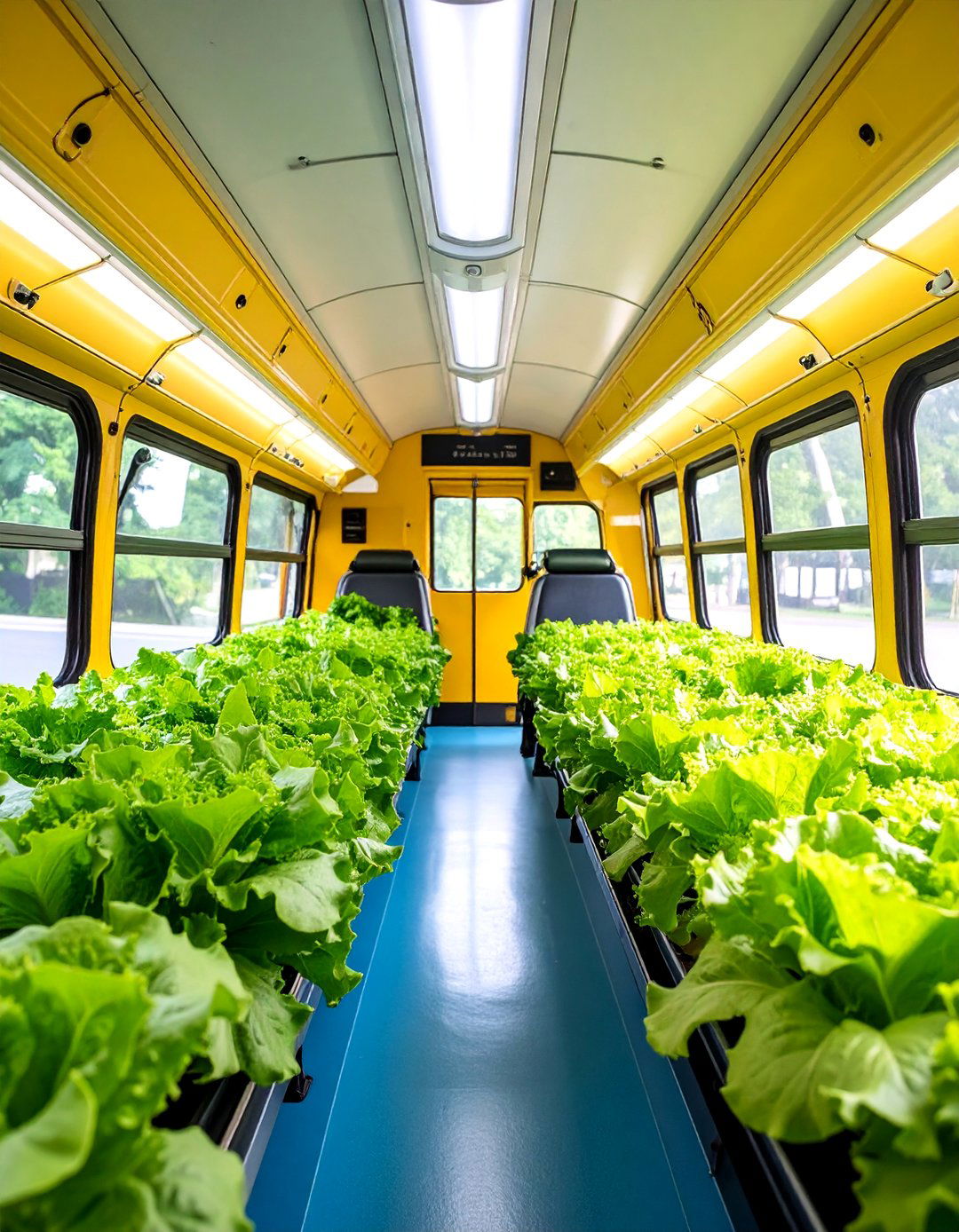 Lettuce Production School Bus Greenhouse - 25 School Bus Greenhouse Ideas