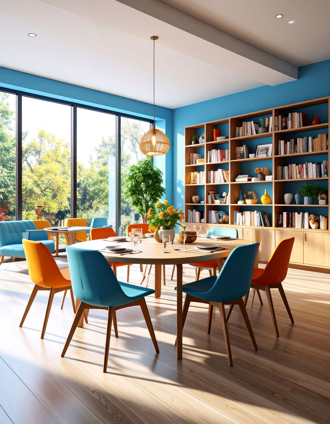 Library Gallery Dining Room with Rotating Displays - 25 Library Dining Room Combo Ideas