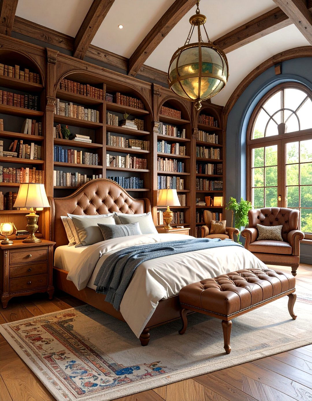 Library Gothic Bedroom with Built In Bookshelves - 25 Gothic Bedroom Ideas