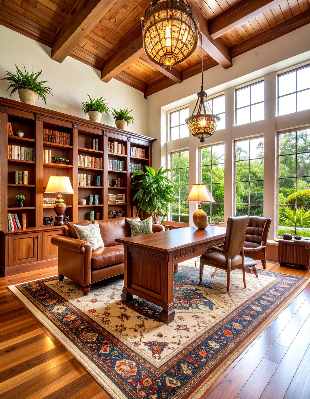 Library Study Florida Room with Dark Woods and Scholarly Atmosphere - 25 Florida Room Ideas