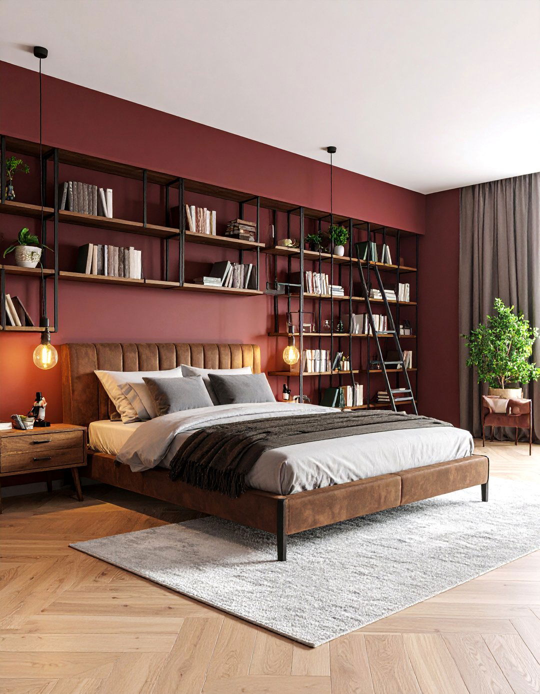 Library Themed Room with Built in Bookshelves - 25 Boy and Girl Shared Small Room Ideas