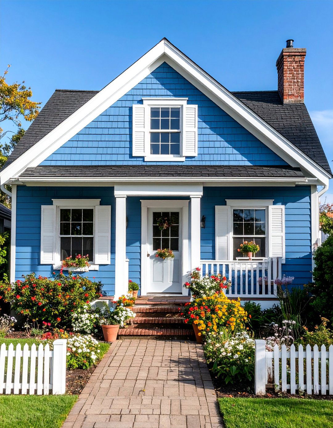 Light Blue Vinyl with White Painted Brick Coastal Theme - 25 Vinyl Siding and Brick Combinations
