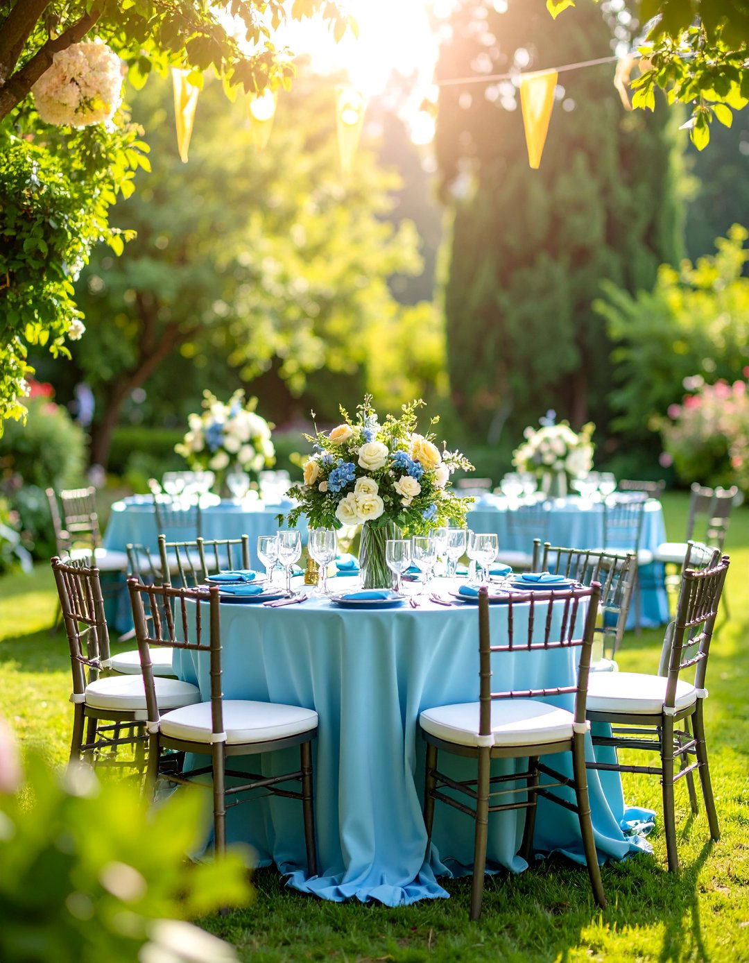 Light Blue and Yellow Cheerful Garden Theme - 25 Blue Wedding Theme Ideas