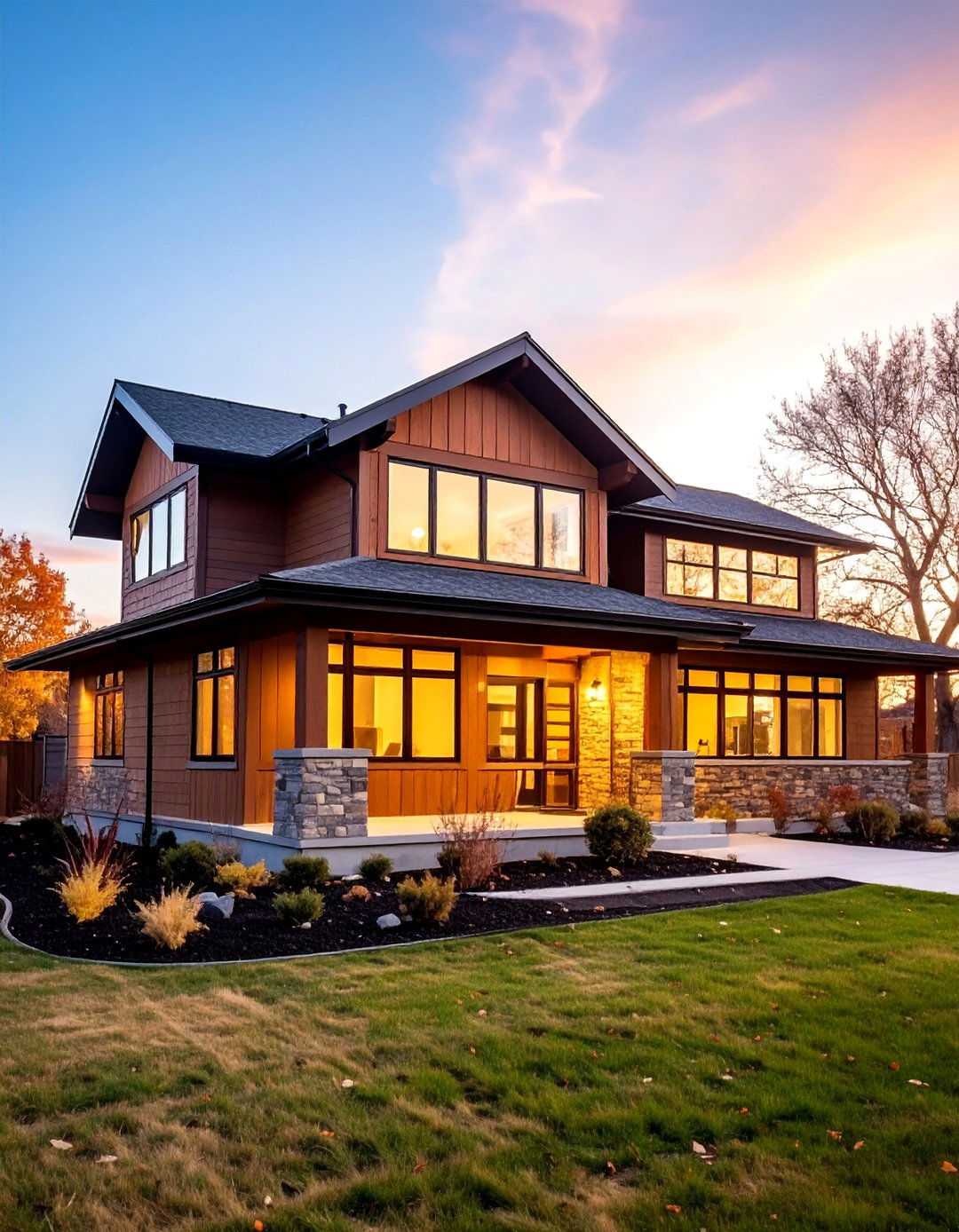 Light Caramel Brown Ranch Revival - 25 Brown Exterior House Colors