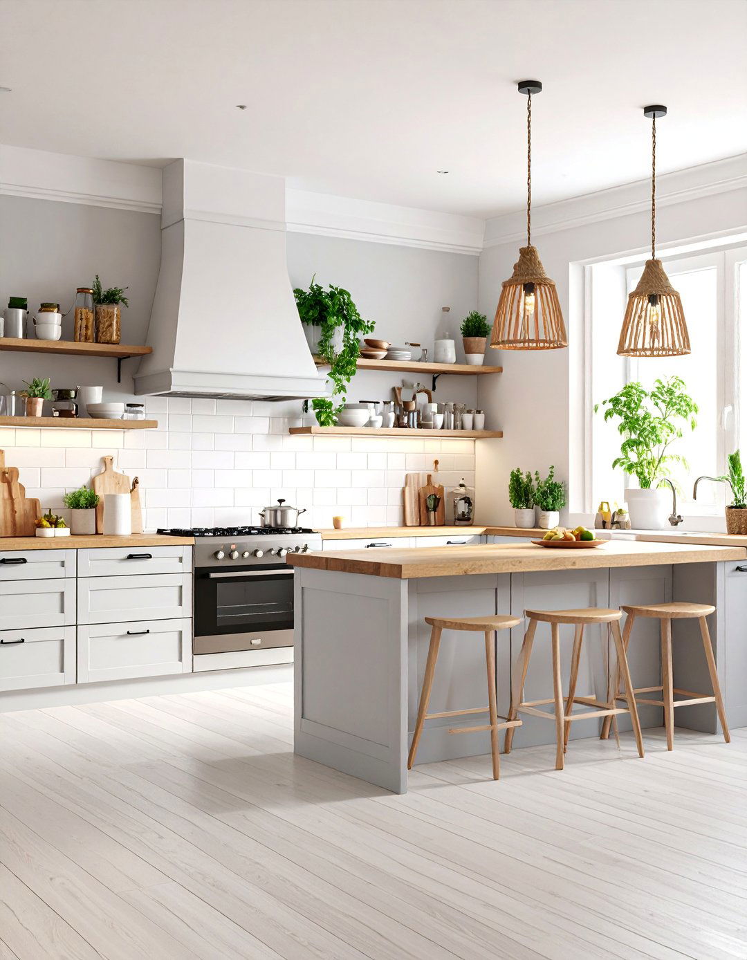 Light Gray Scandinavian Kitchen with Wood Accents - 25 Gray Kitchens