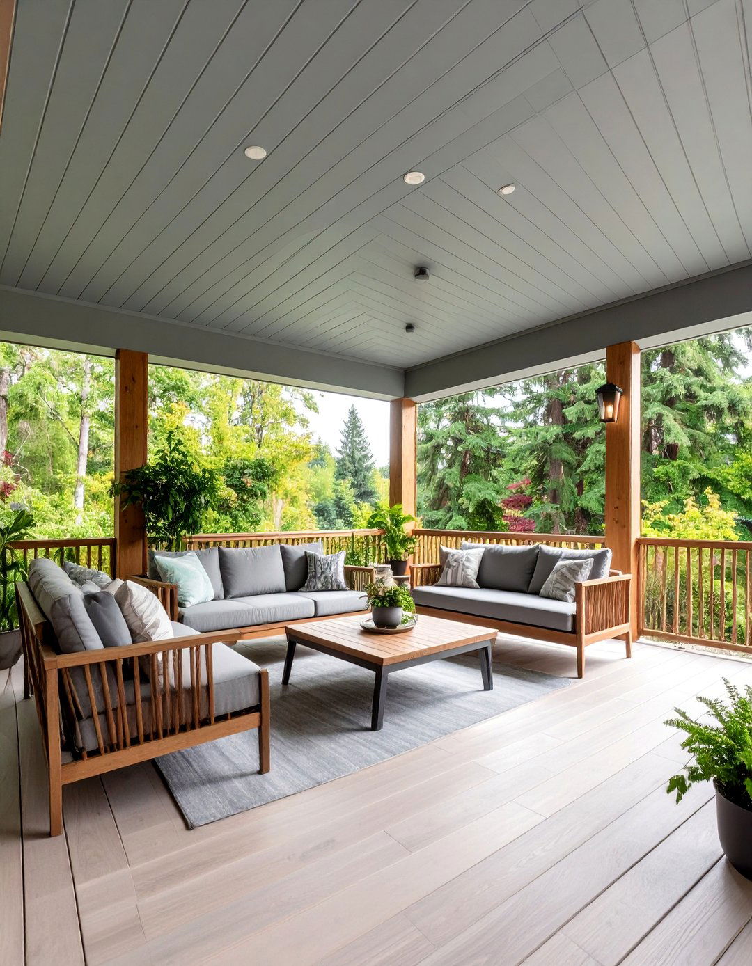 Light Gray Vinyl Plank Ceiling - 25 Vinyl Porch Ceiling Ideas