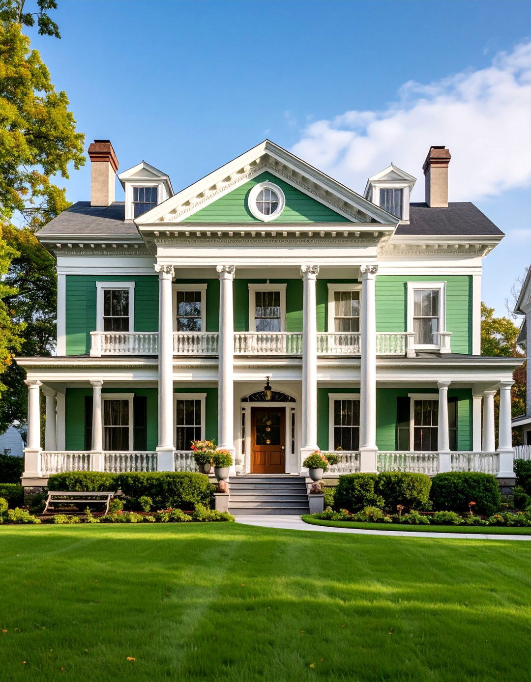 Light Green Federal Style with Classical Proportions - 25 Light Green House Exterior Ideas