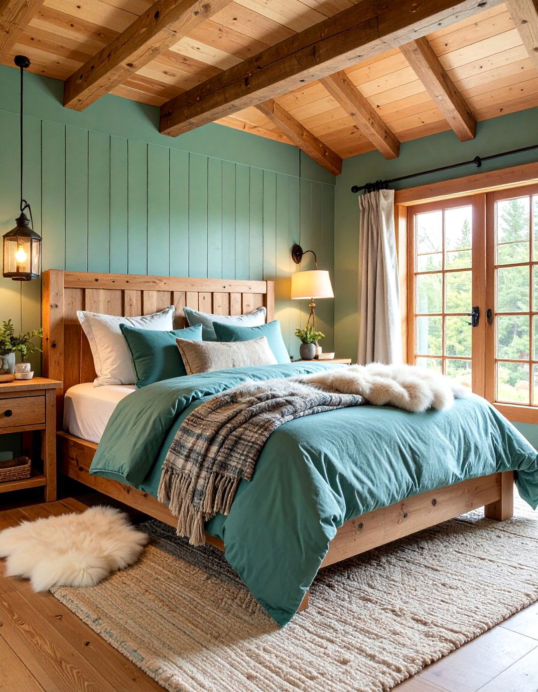 Light Green Rustic Cabin Bedroom - 25 Light Green Bedroom Ideas