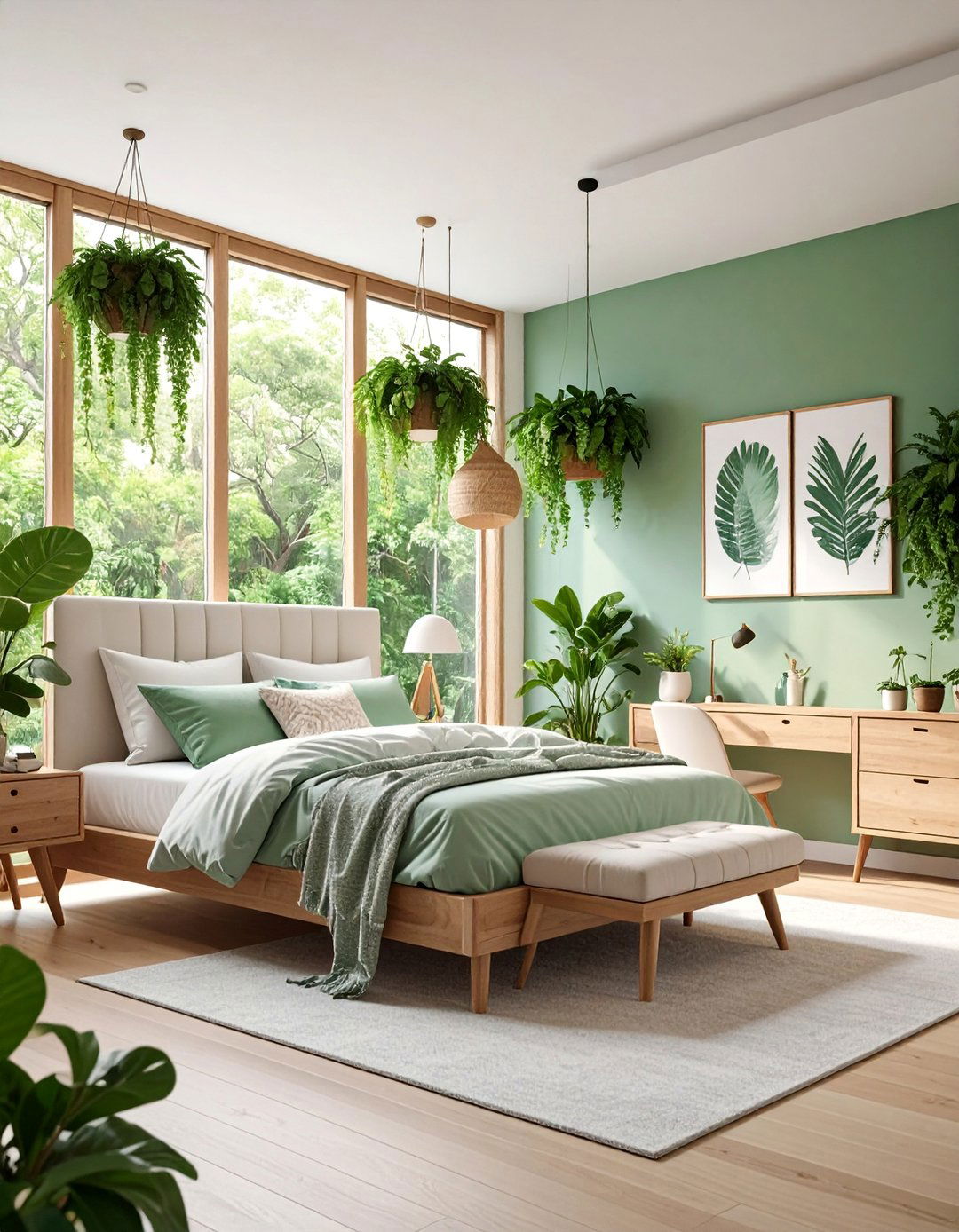 Light Green Urban Jungle Bedroom - 25 Light Green Bedroom Ideas