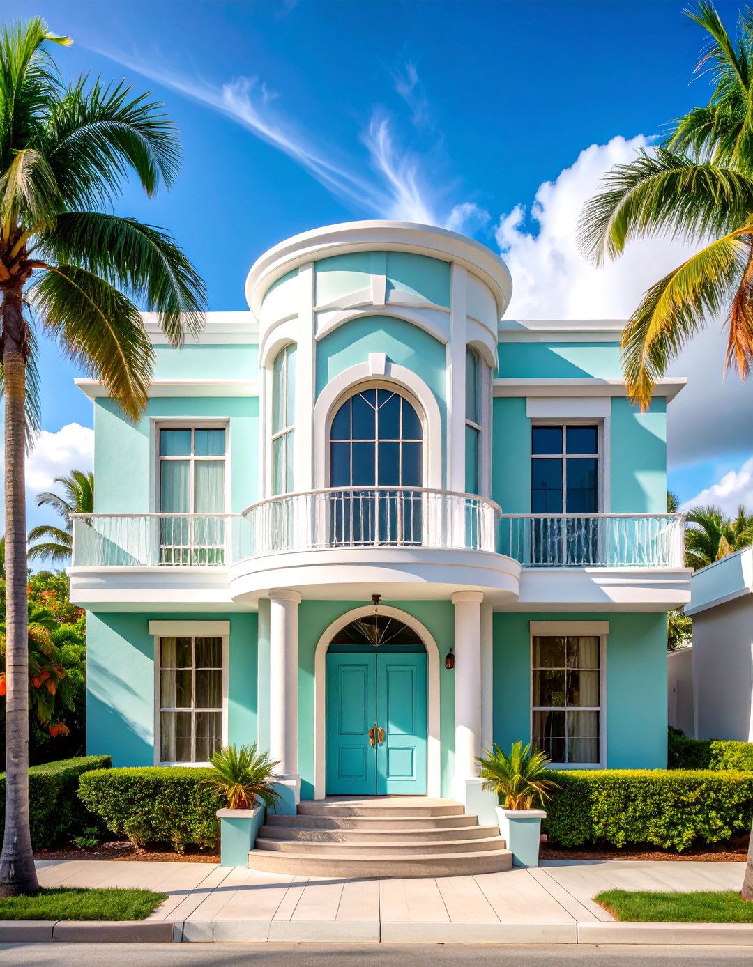Light Grey Art Deco with Streamlined White Details - 25 Light Grey House With White Trim Design Ideas