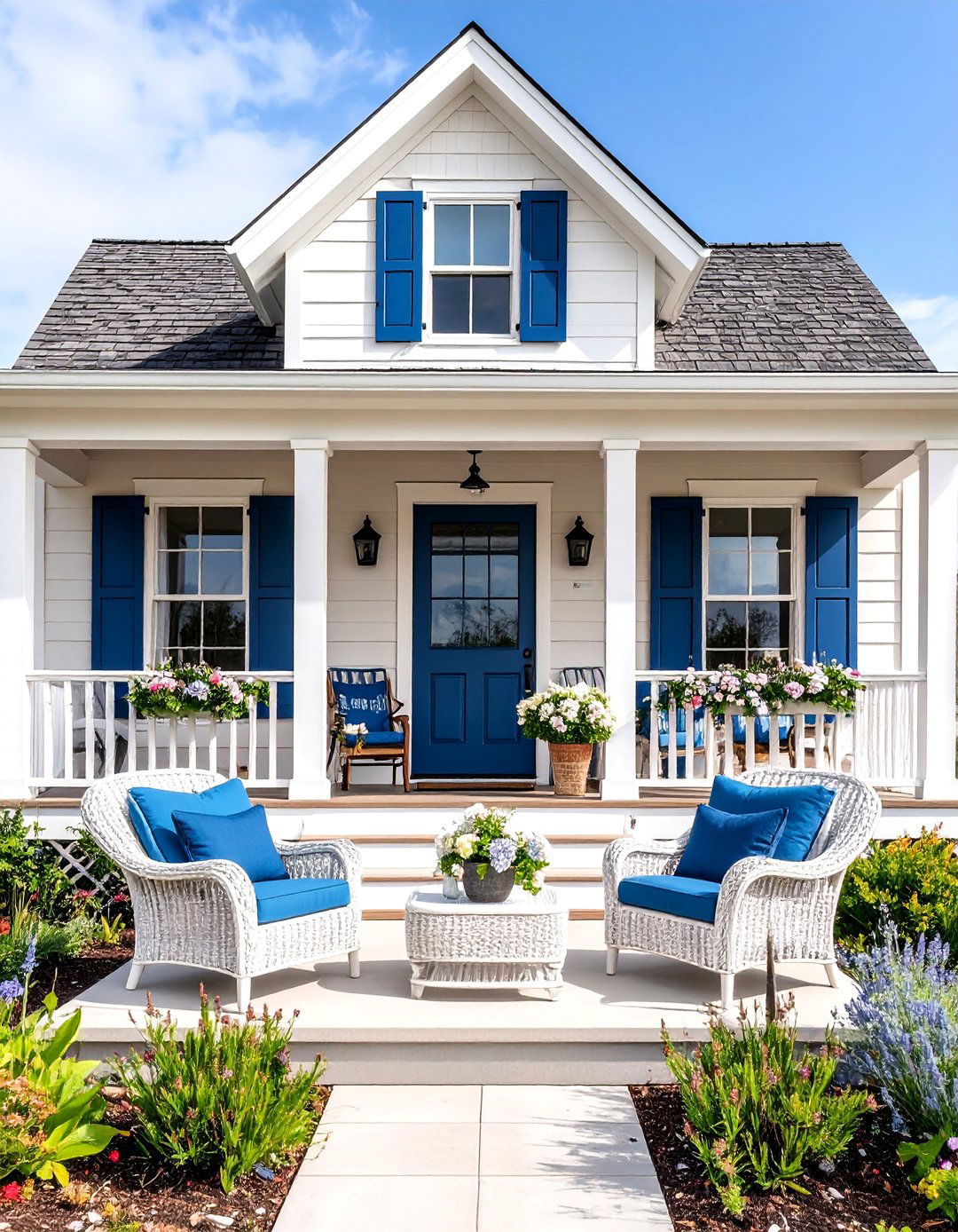 Light Taupe with Navy Blue Details - 25 Exterior Taupe House Color Combinations