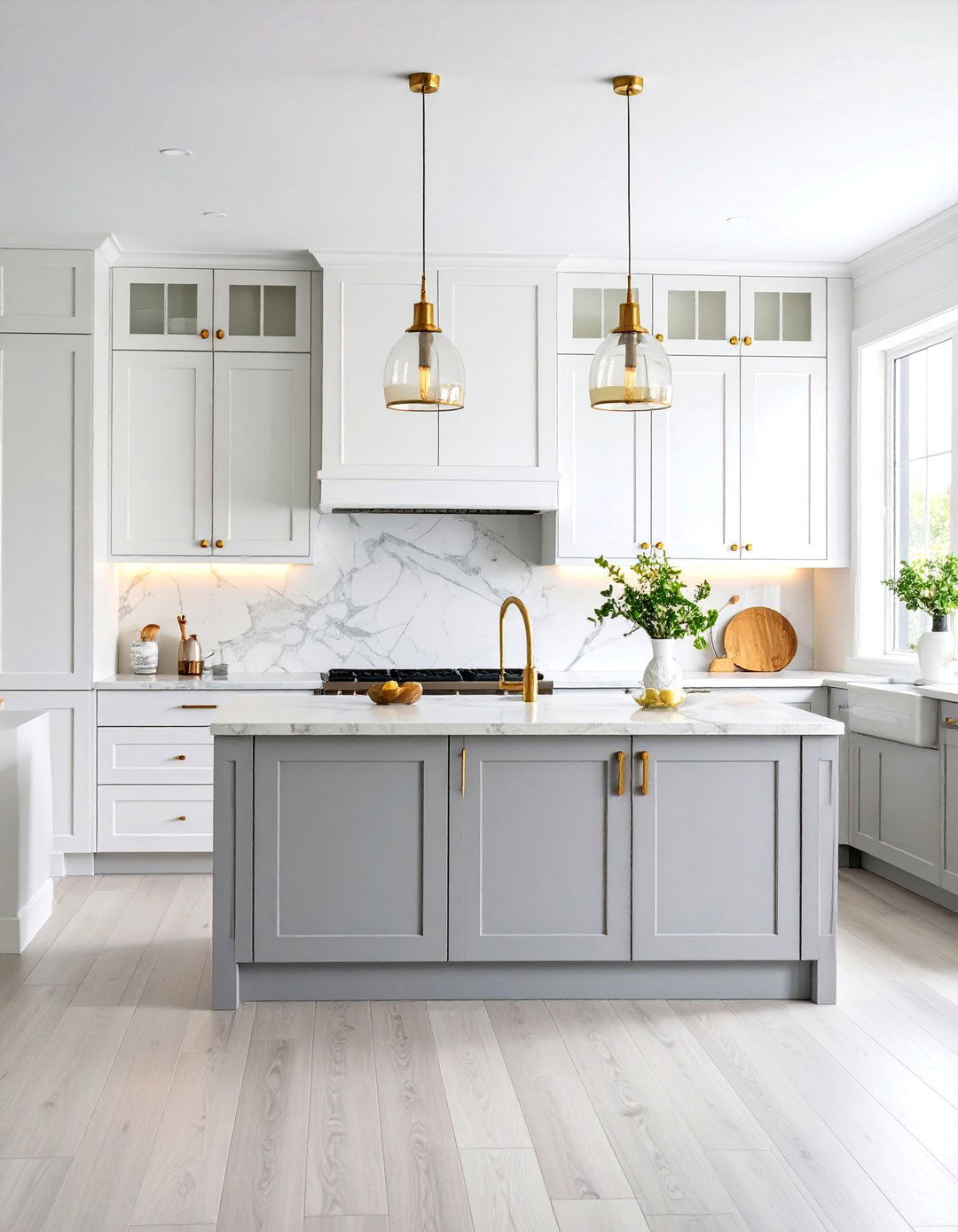 Light and Airy Kitchen with Marble Backsplash - 25 Transitional Kitchen Ideas