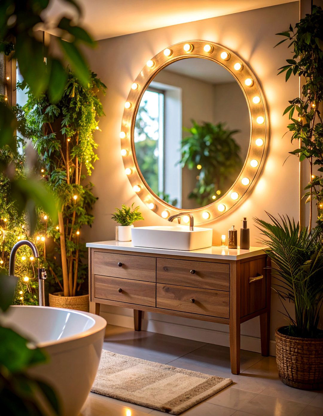 Lighted Vanity Mirror with Hollywood Glamour - 25 Bathroom Mirror Ideas