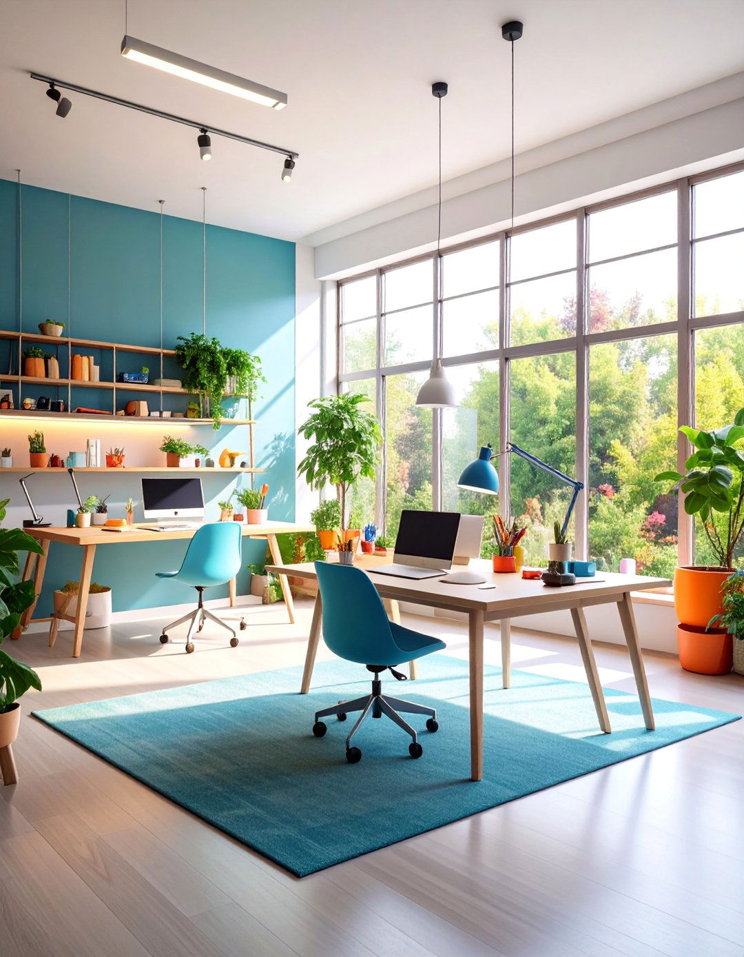 Lighting Focused Craft Space - 25 Small Craft Room Ideas