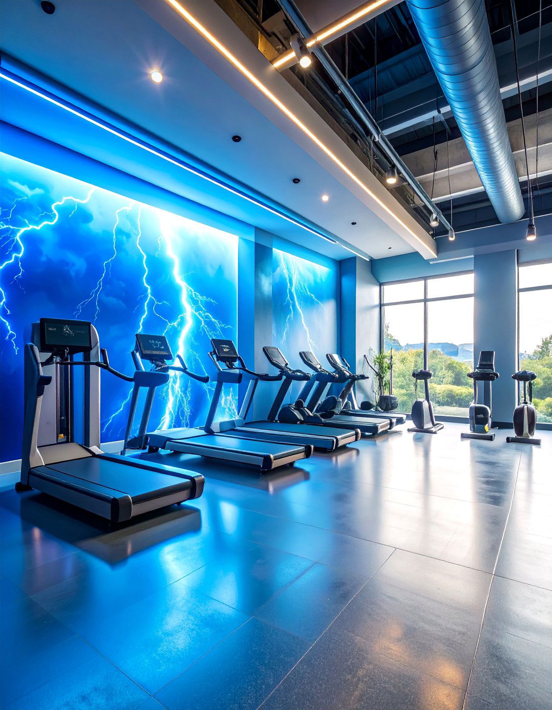 Lightning Storm Energy Gym Mural - 25 Gym Murals