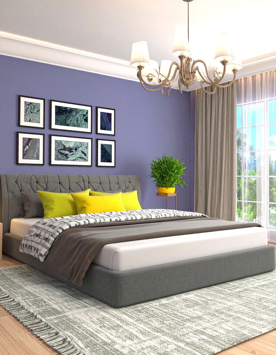 Lilac Bedroom with Gallery Wall - 25 Lilac Bedroom Ideas