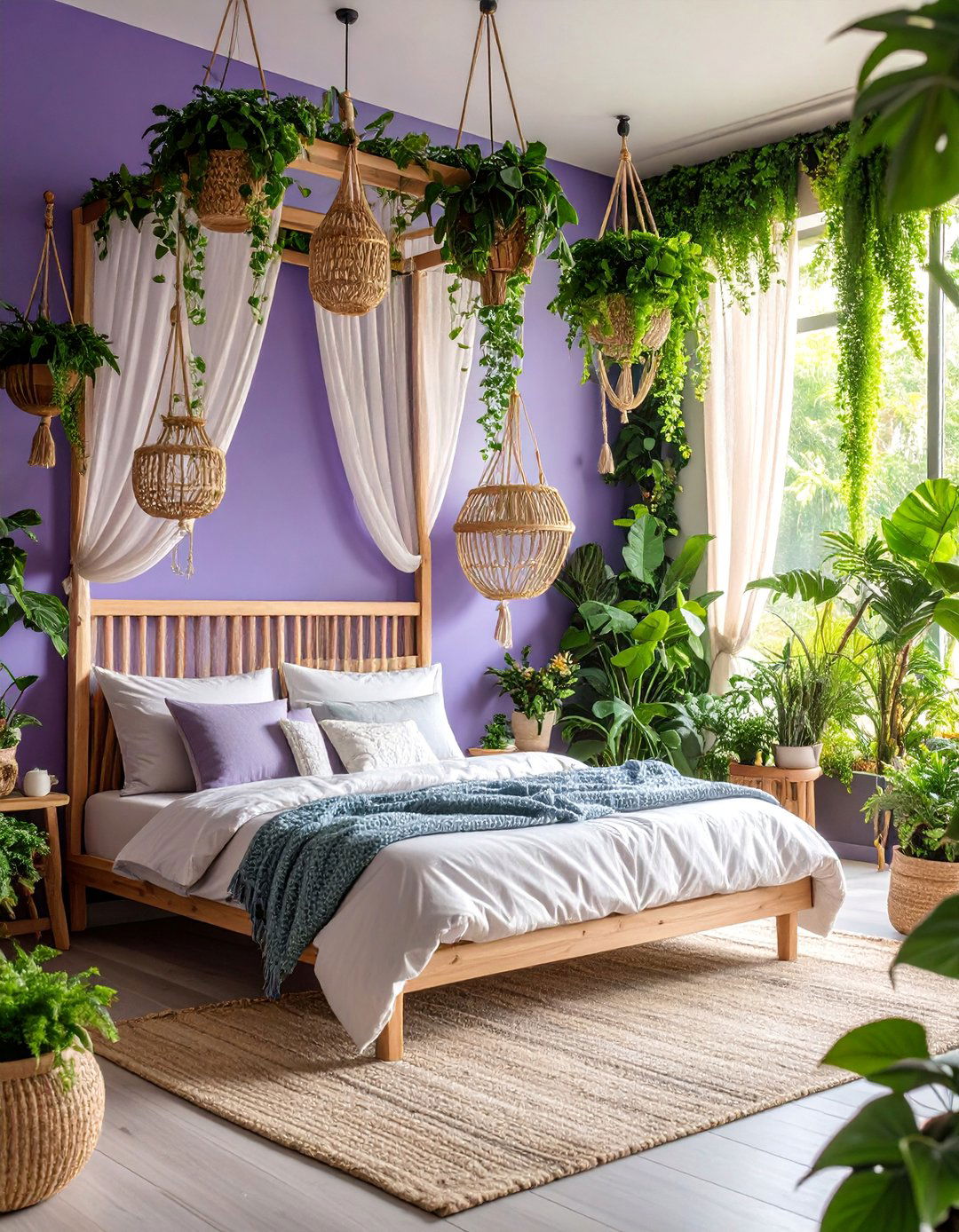 Lilac Bedroom with Plants and Greenery - 25 Lilac Bedroom Ideas