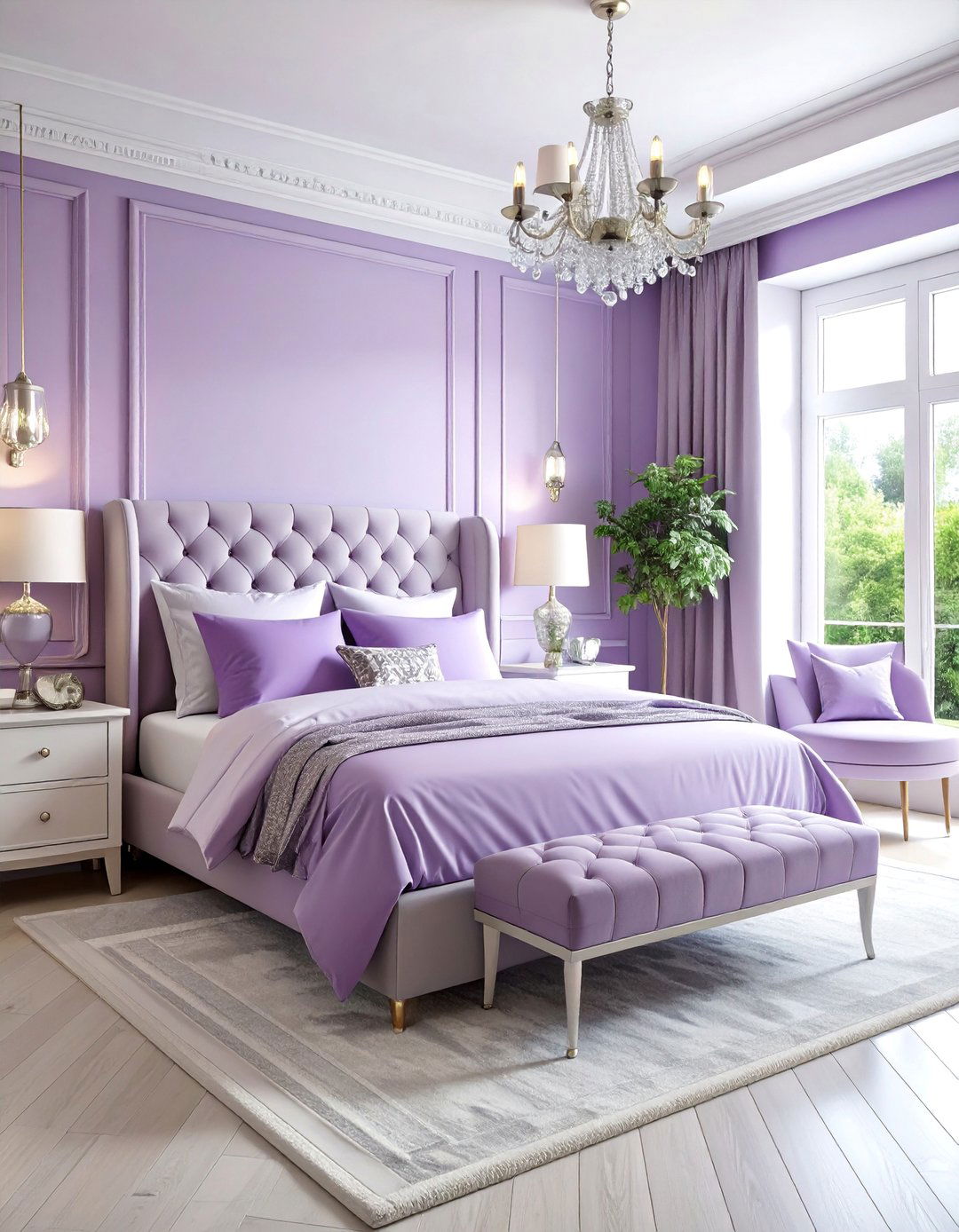 Lilac Guest Bedroom with Silver Accents - 25 Pastel Colour Ideas for Your Home