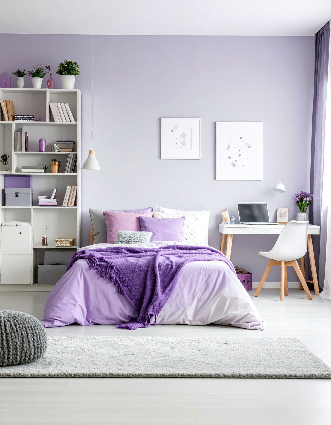 Lilac Teen Bedroom with Modern Minimalist Design - 25 Pastel Room Ideas