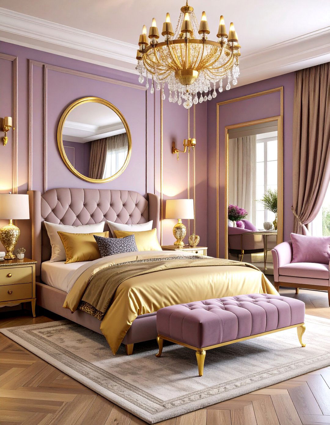 Lilac and Gold Glam Bedroom - 25 Lilac Bedroom Ideas