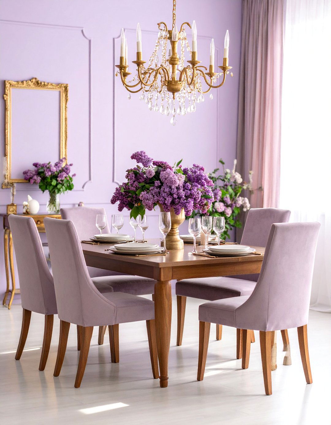 Lilac and Gold Traditional Charm - 25 Purple Dining Room Ideas
