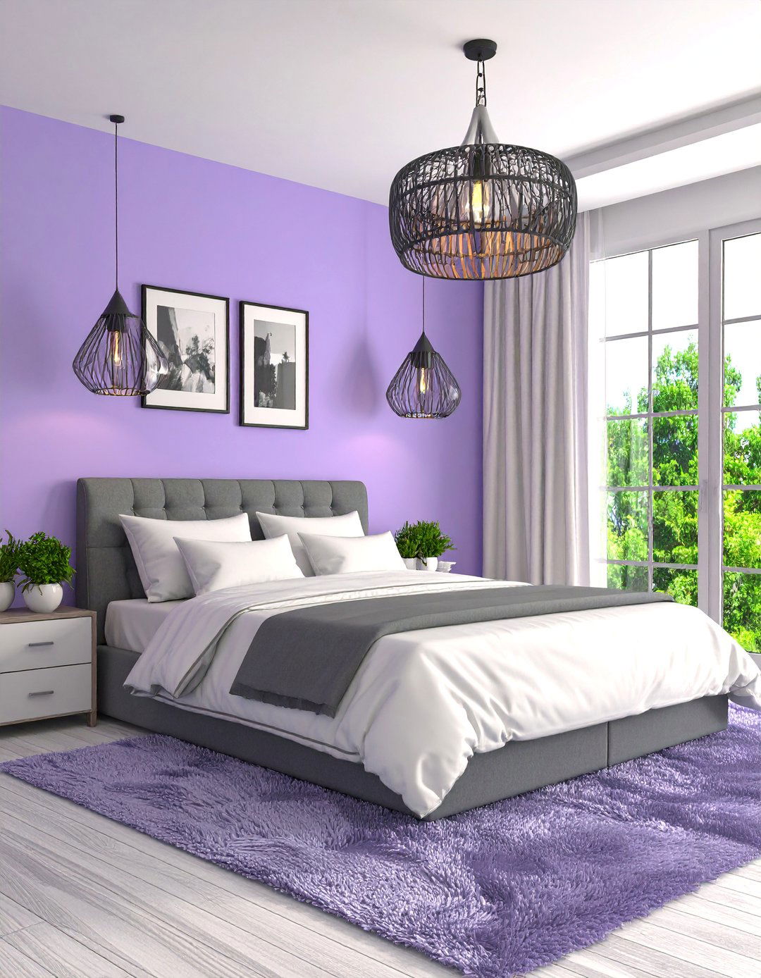 Lilac and Grey Minimalist Bedroom - 25 Lilac Bedroom Ideas